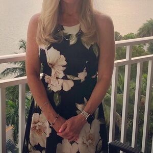 Monteau Black Halter Sleeveless Scoop Neck Maxi Sundress - Size S